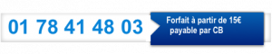 Bannière bandeau bleu avec le numéro de téléphone pour de la voyance sérieuse en privé